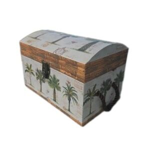 Tropical Palm Tree Decorative Storage Box Keepsake Photo Box Rope Handles 12"